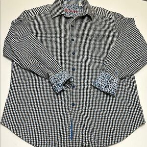 Men's Robert Graham plaid checkered, button-down long sleeve shirt, size medium
